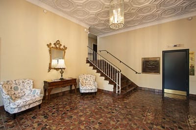 Elegant lobby area with seating and decorative features