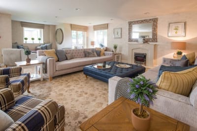 A cozy living room area with comfortable seating