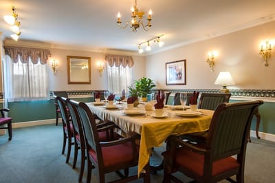 A well-set dining room ready for residents