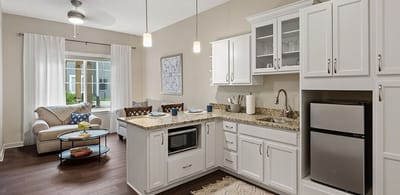 Modern kitchen space in a resident room