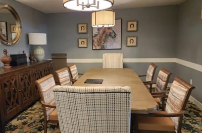 Interior view of a bright, well-furnished meeting room