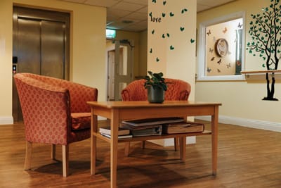 Cozy common area with two chairs and decor