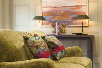 Cozy living room space with colorful cushions