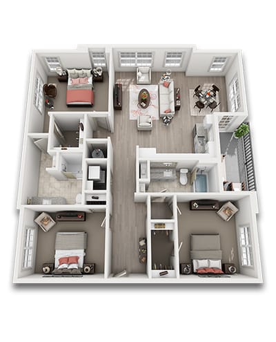 Architectural floor plan of a living unit.