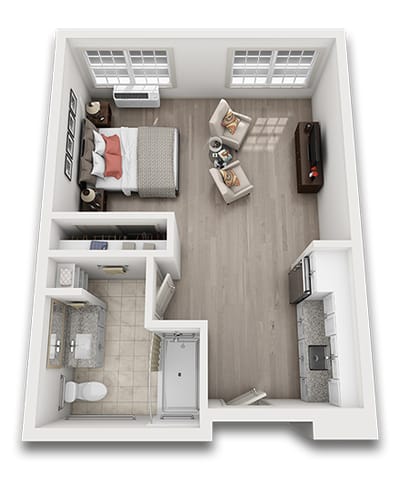 Floor plan of a private resident room