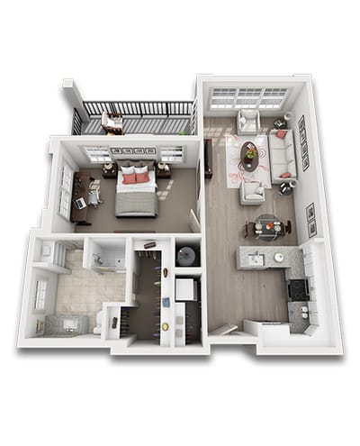 Architectural floor plan of a resident unit