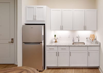 Modern kitchenette in a senior living facility