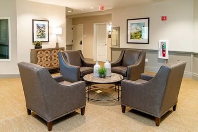 Common area seating in a senior living facility