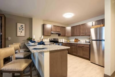 Modern kitchen in a senior living facility