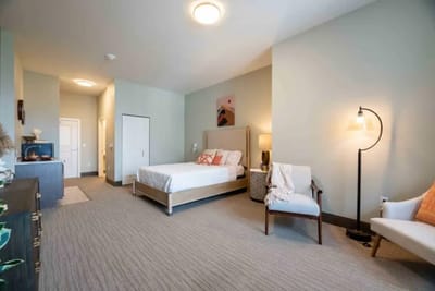 Bright and spacious resident room with modern furnishings