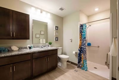 Modern bathroom in a senior living facility