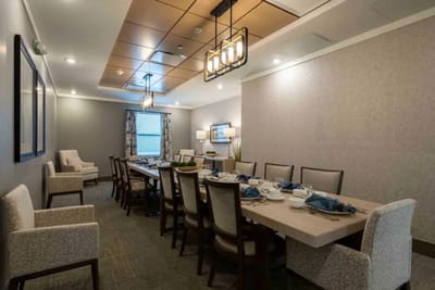 Well-set dining area ready for a meal