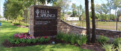 Exterior sign of Ella Springs Senior Living Community