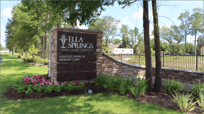 Signage for Ella Springs Senior Living Community