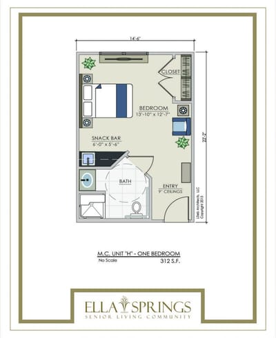 Layout of a one-bedroom unit