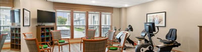 Interior view of a fitness area with exercise equipment