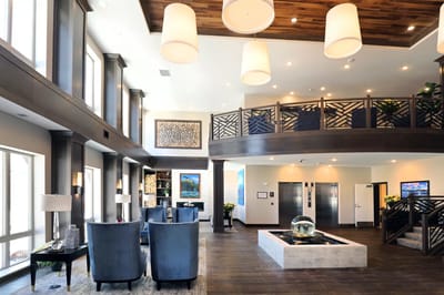 Bright and modern interior common area of the facility