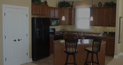 Bright kitchen interior with modern cabinetry