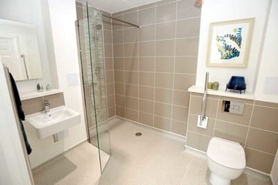 Modern bathroom design in a senior living facility