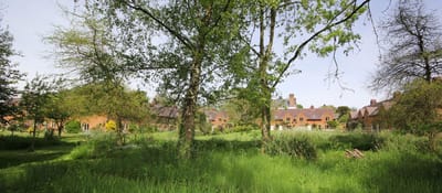 Outdoor view of the retirement property surrounded by trees