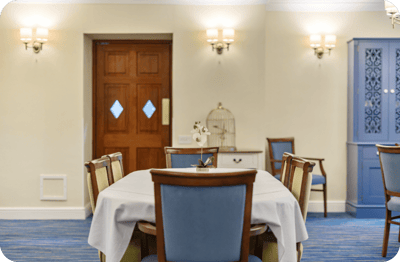 Dining area with a table and chairs