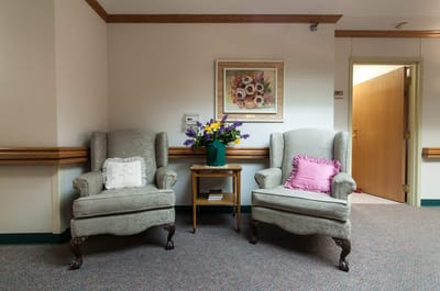 Cozy seating area with floral decor