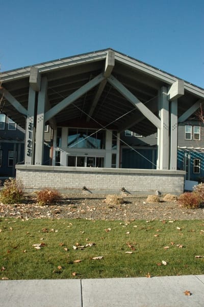Exterior view of The Pointe at Meridian entrance