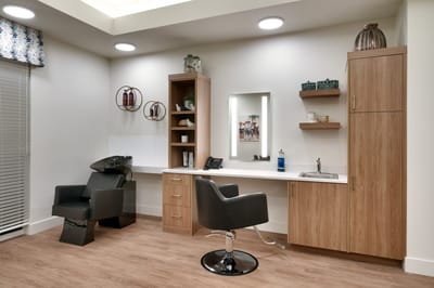 Interior view of a salon area in the facility