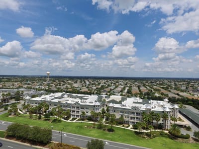 Aerial view of Sumter Senior Living facility with surrounding landscape