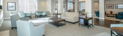 Welcoming common area with seating and natural light