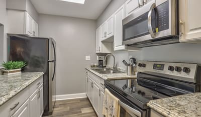 Well-equipped kitchen in a senior living unit