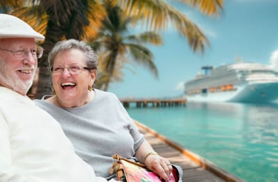 Senior couple enjoying time by the water