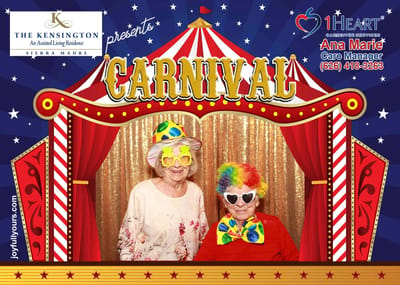 Residents enjoying a carnival-themed event with costumes