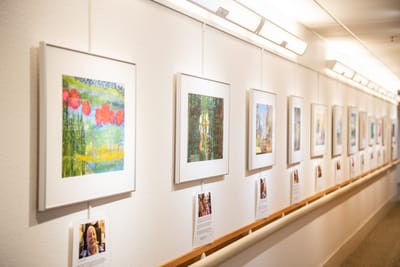 Art gallery display in a hallway