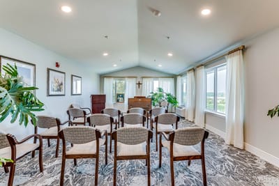 Interior of a quiet multi-purpose room with chairs
