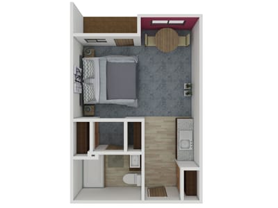 Architectural floor plan of a resident unit