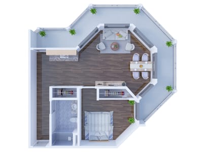 Architectural floor plan of a resident suite