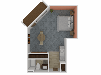 Floor plan of a private resident room