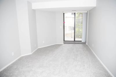 Bright interior of a spacious room with a sliding door