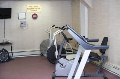 Interior view of a gym with exercise equipment
