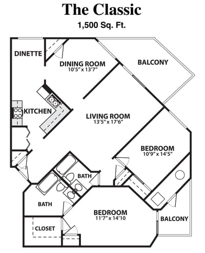 Architectural floor plan of a residential unit