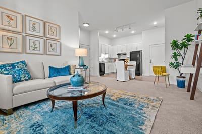 Bright living room area with modern decor