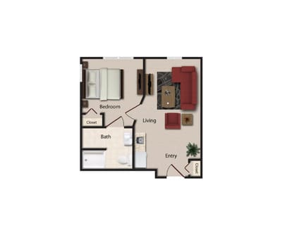 A basic floor plan layout of a living space