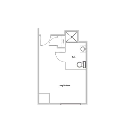 Architectural floor plan of a living bedroom layout