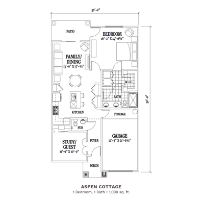 Architectural floor plan for Aspen Cottage