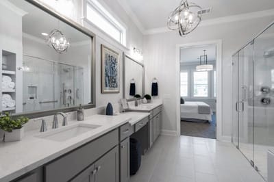 Stylish bathroom with modern fixtures and decor