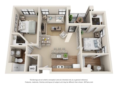 Floor plan of a spacious senior living unit