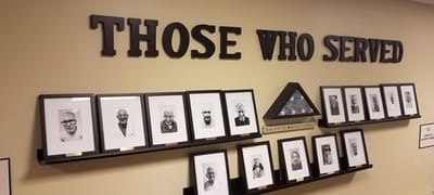 Wall honoring residents who served in the military