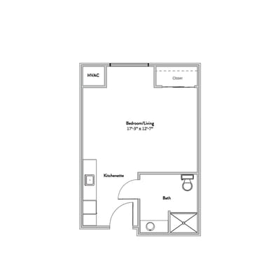 Architectural floor plan of a resident unit