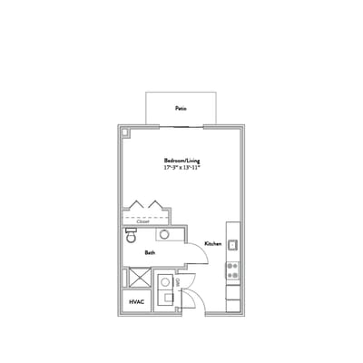 Architectural floor plan of a resident unit